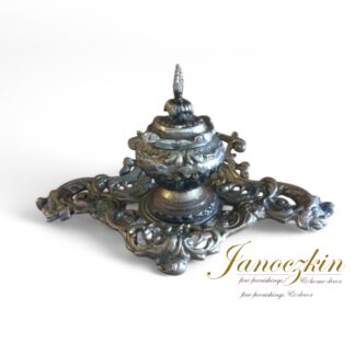 Ornate Inkwell, French Louis XV Style Figural Double Inkwell Inkstand, Art Nouveau, Vintage Inkwell, Brass Inkwell