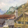 Original Oil Painting, Oil On Board, Landscape, Circa 1940, Small Painting, European Painting, Original Artwork, Gold Color Frame, Church