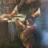 19th Century Painting, Antique Oil Painting, Northern European School – "Washerwoman with Child," Oil on Canvas, Unsigned, Gold Ornate Frame
