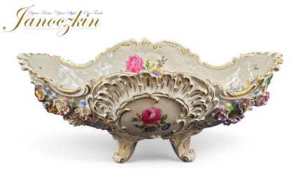 Exquisite Antique Dresden Floral Centerpiece Bowl – Early 1900s