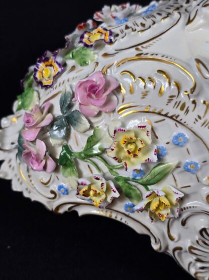 Exquisite Antique Dresden Floral Centerpiece Bowl – Early 1900s - Image 4