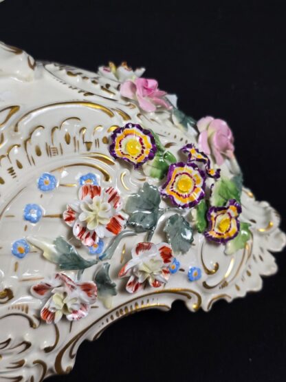 Exquisite Antique Dresden Floral Centerpiece Bowl – Early 1900s - Image 6