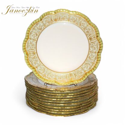 Exquisite Set of 12 Antique Cauldon Gold Gilt Dinner Plates – Made in England - Image 4