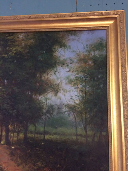 Vintage Oil Painting on Canvas, Framed, Country Road painted in oil on canvas - Image 5