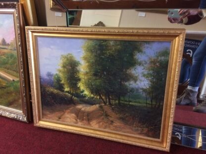 Vintage Oil Painting on Canvas, Framed, Country Road painted in oil on canvas - Image 7