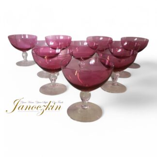 Retro Champagne Coupes, Glasses, Cocktails, Pink, Cranberry, Set of 10