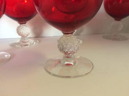 Retro Morgantown Glass “Crystal Ball” Crystal Stemware, Set of 6, Cranberry, Red - Image 3