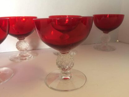 Retro Morgantown Glass “Crystal Ball” Crystal Stemware, Set of 6, Cranberry, Red - Image 4