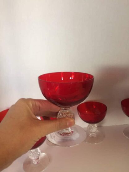 Retro Morgantown Glass “Crystal Ball” Crystal Stemware, Set of 6, Cranberry, Red - Image 5