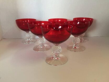 Retro Morgantown Glass “Crystal Ball” Crystal Stemware, Set of 6, Cranberry, Red - Image 2